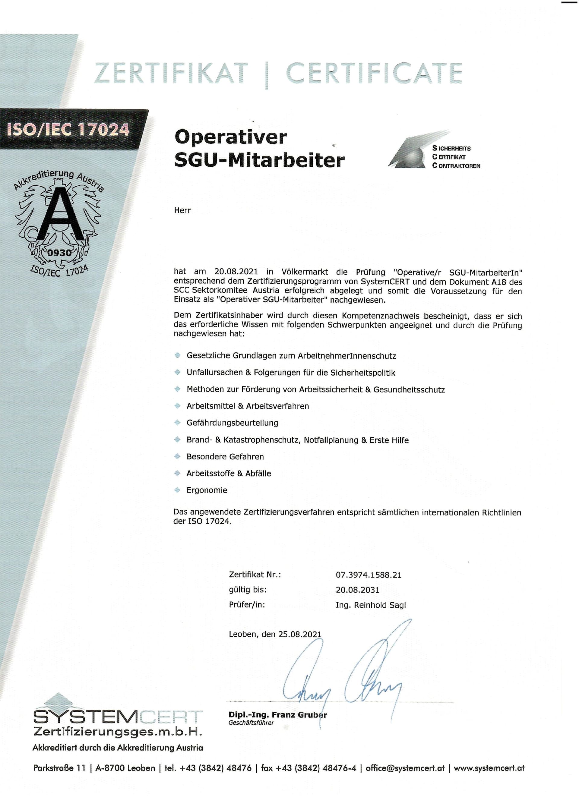 ISO 9001 Certificate